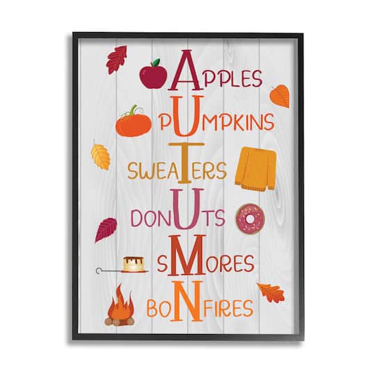 Stupell Industries Autumn Letters Seasonal Words Framed Giclee Art